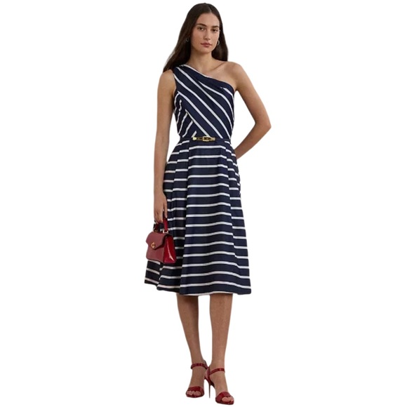 Lauren Ralph Lauren Dresses & Skirts - Lauren Ralph Lauren Women's Striped Belted Taffeta Cocktail Dress NEW